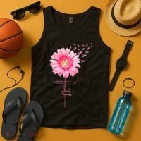 Pink Ribbon Daisy Faith Breast Cancer Awareness Month Gift Tank Top thumb 4