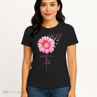 Pink Ribbon Daisy Faith Breast Cancer Awareness Month Gift Women's T-Shirt thumb 4