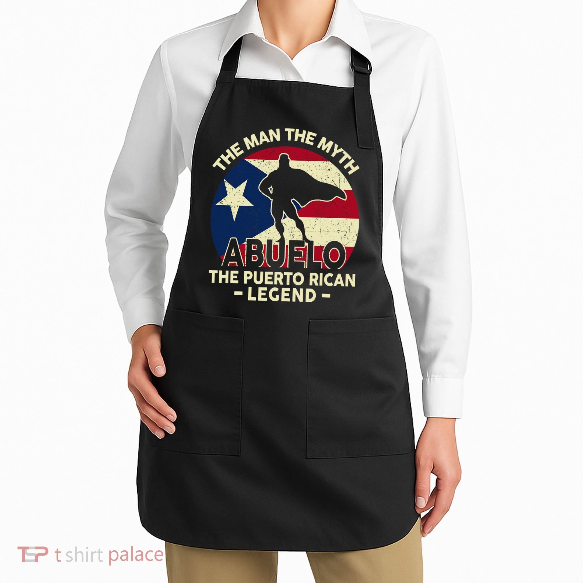 Puerto Rico Dad Abuelo Man Myth Puerto Rican Legend Apron