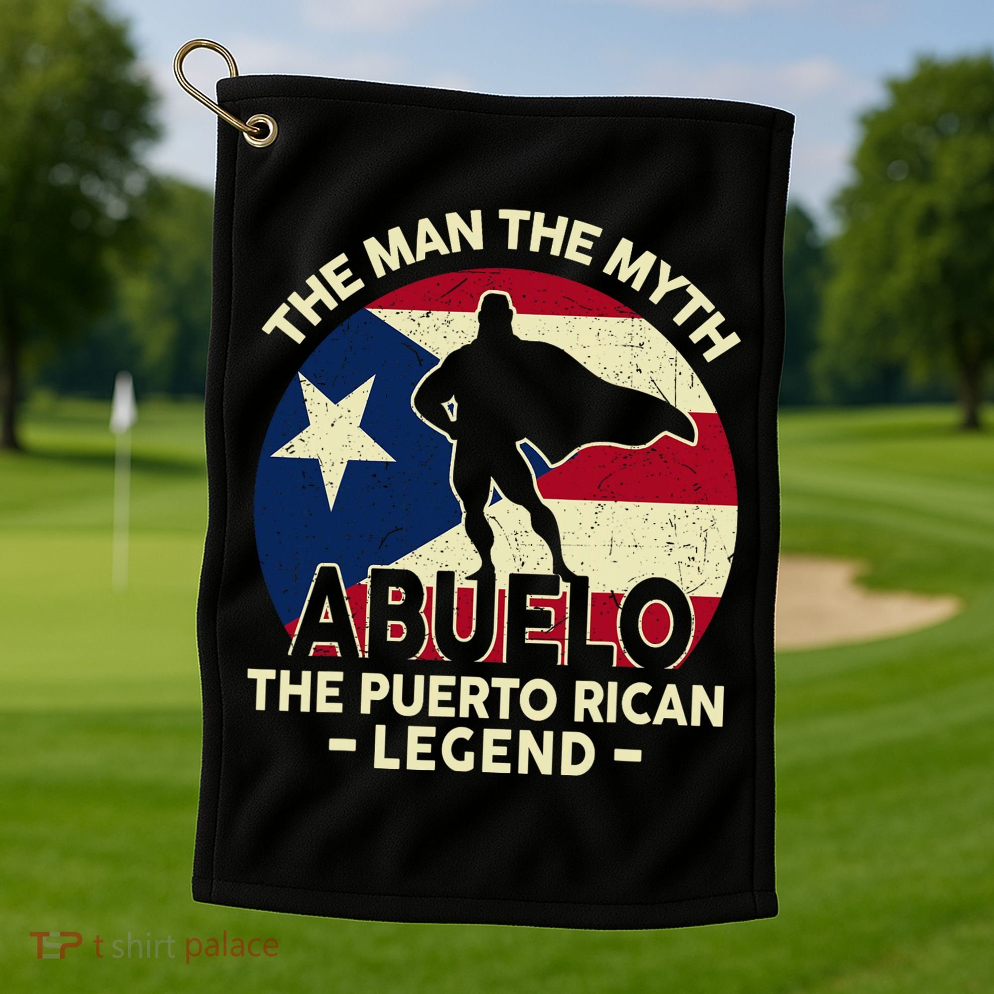 Puerto Rico Dad Abuelo Man Myth Puerto Rican Legend Golf Towel