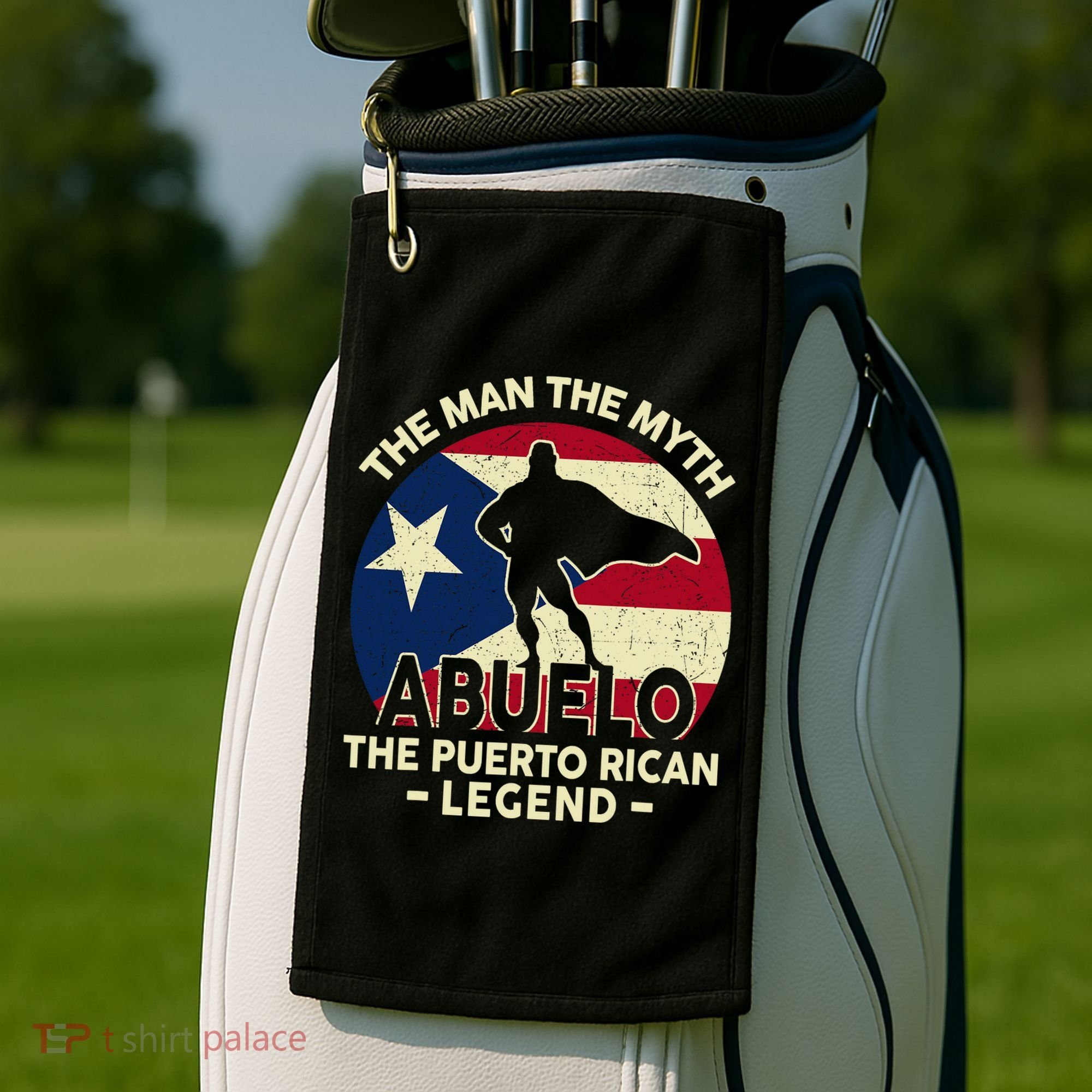 Puerto Rico Dad Abuelo Man Myth Puerto Rican Legend Golf Towel