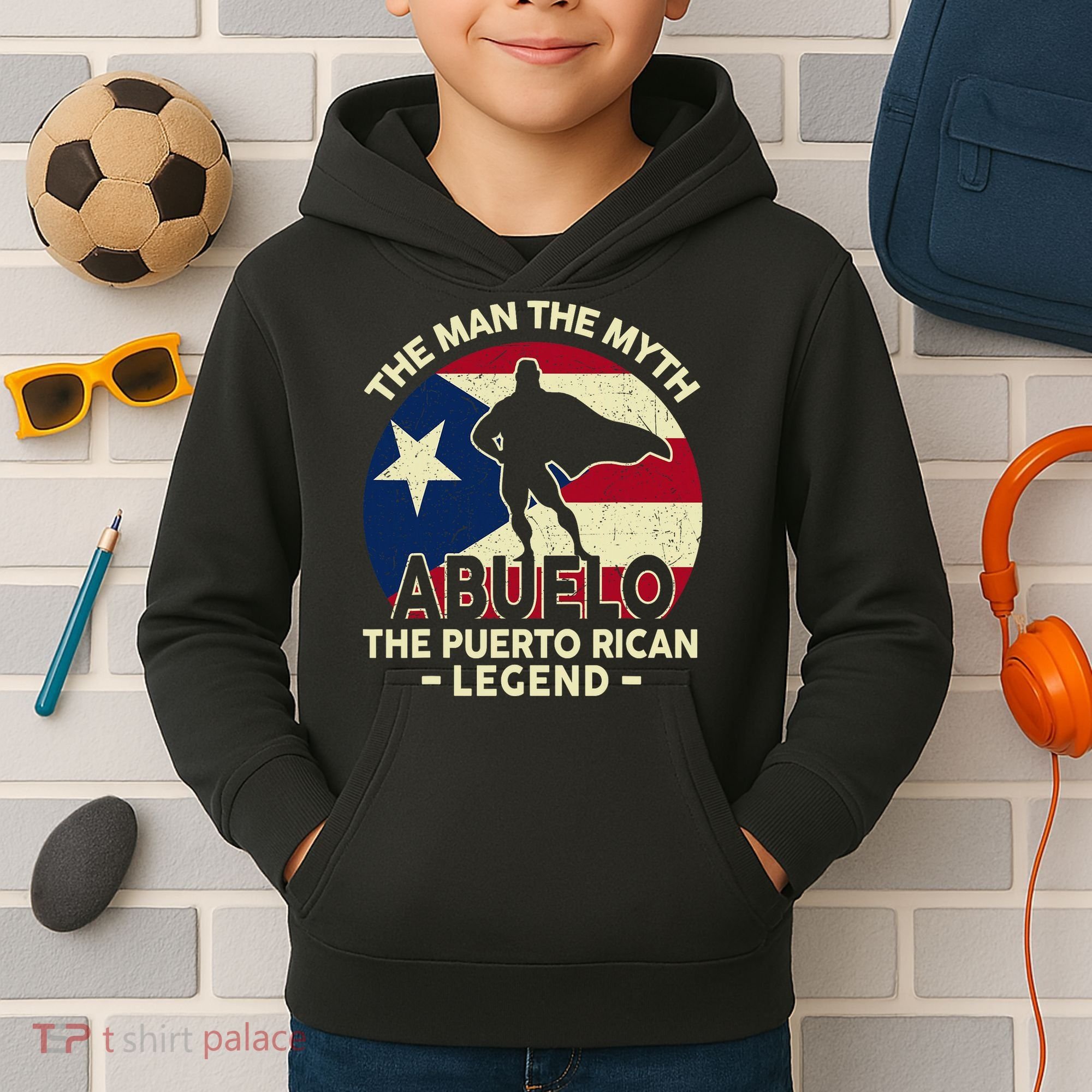 Puerto Rico Dad Abuelo Man Myth Puerto Rican Legend Kids Hoodie