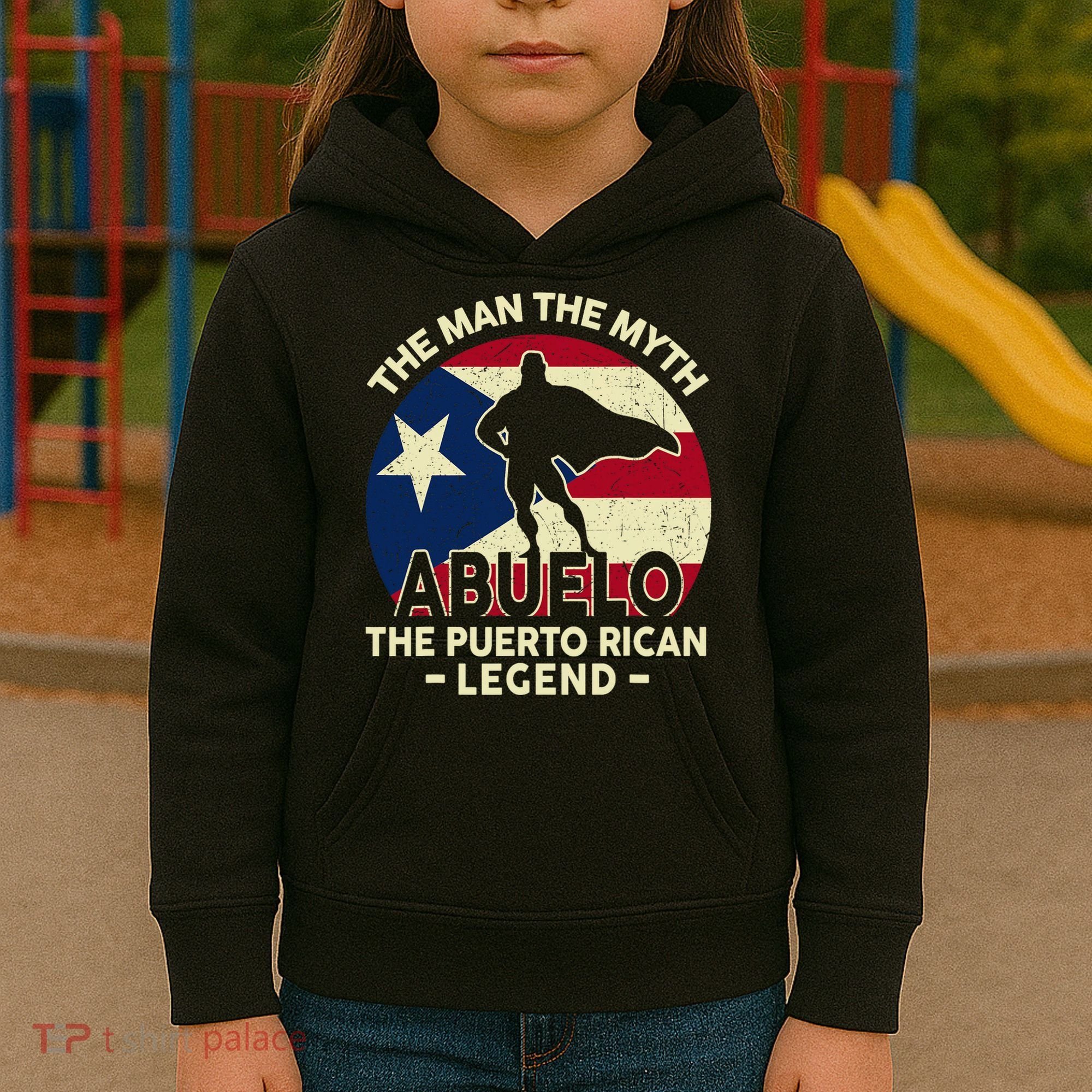 Puerto Rico Dad Abuelo Man Myth Puerto Rican Legend Kids Hoodie