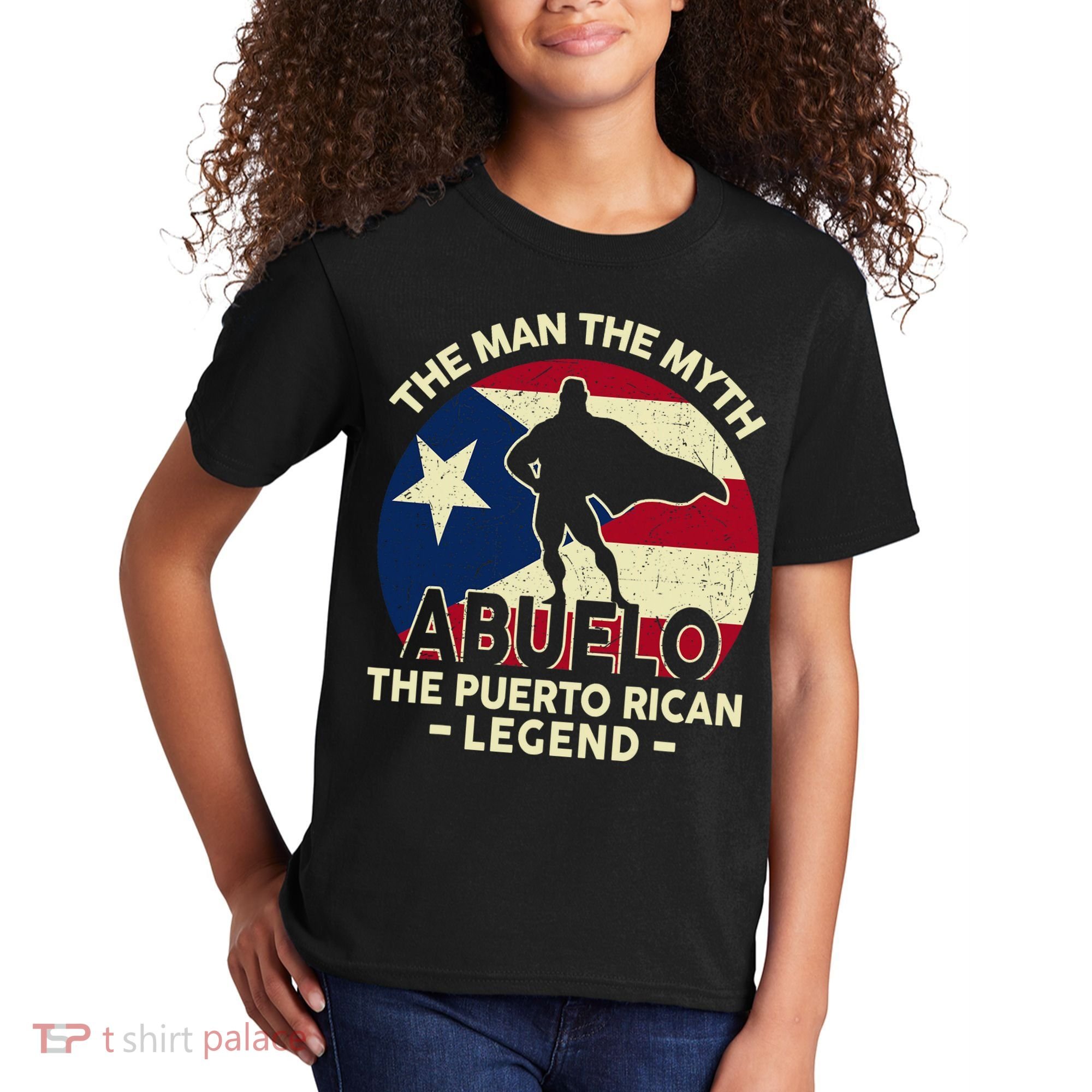 Puerto Rico Dad Abuelo Man Myth Puerto Rican Legend Kids T-Shirt