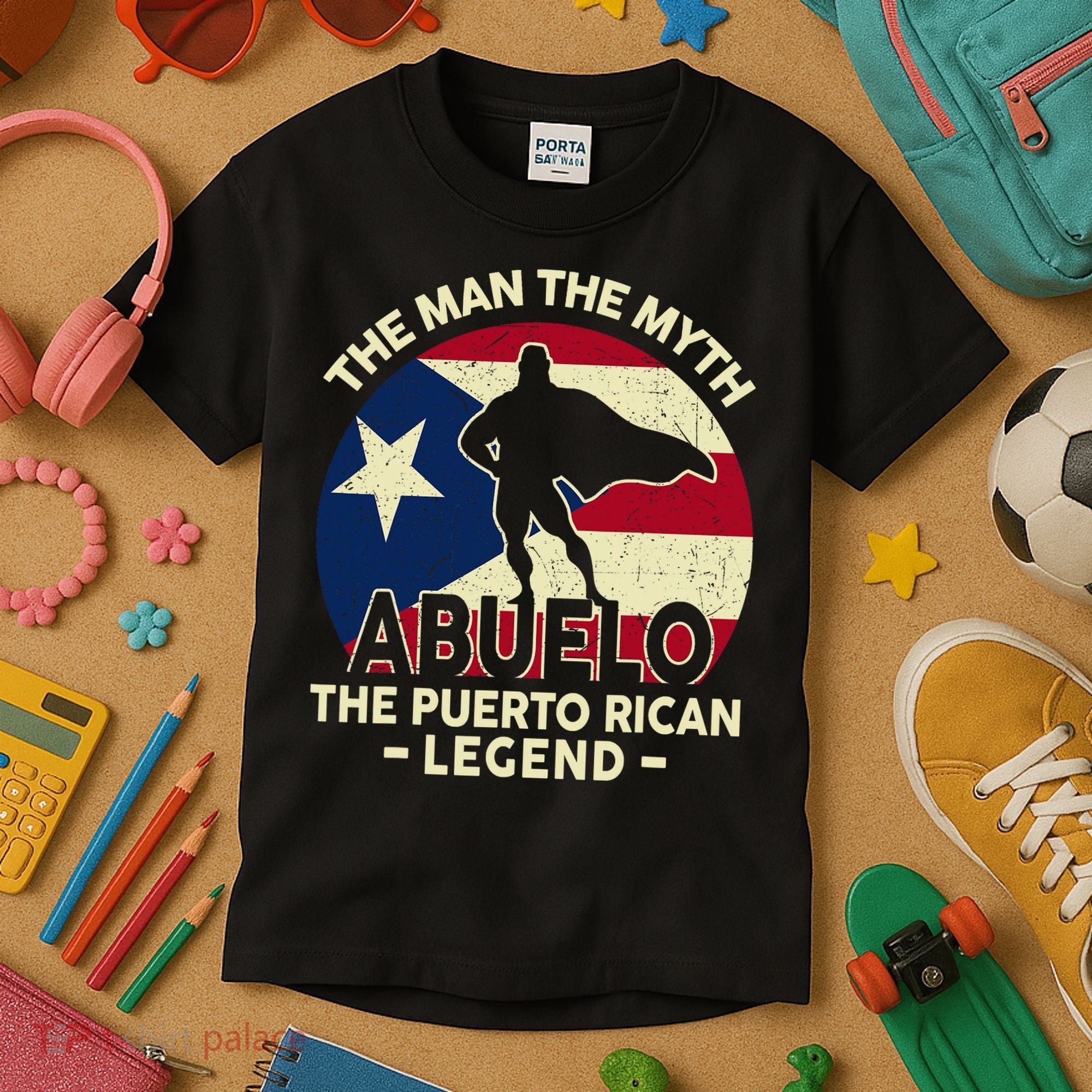 Puerto Rico Dad Abuelo Man Myth Puerto Rican Legend Kids T-Shirt