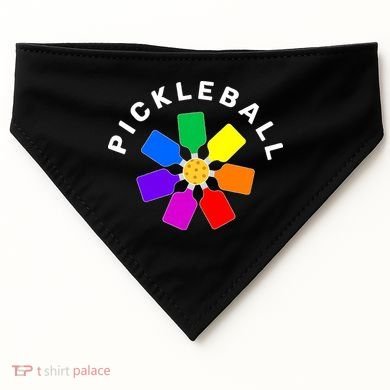 Pickleball Rainbow Design Pickleball Lover USA-Made Doggie Bandana