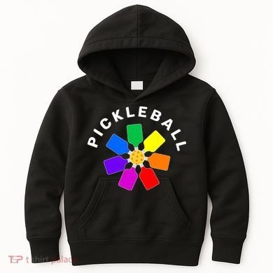 Pickleball Rainbow Design Pickleball Lover Kids Hoodie