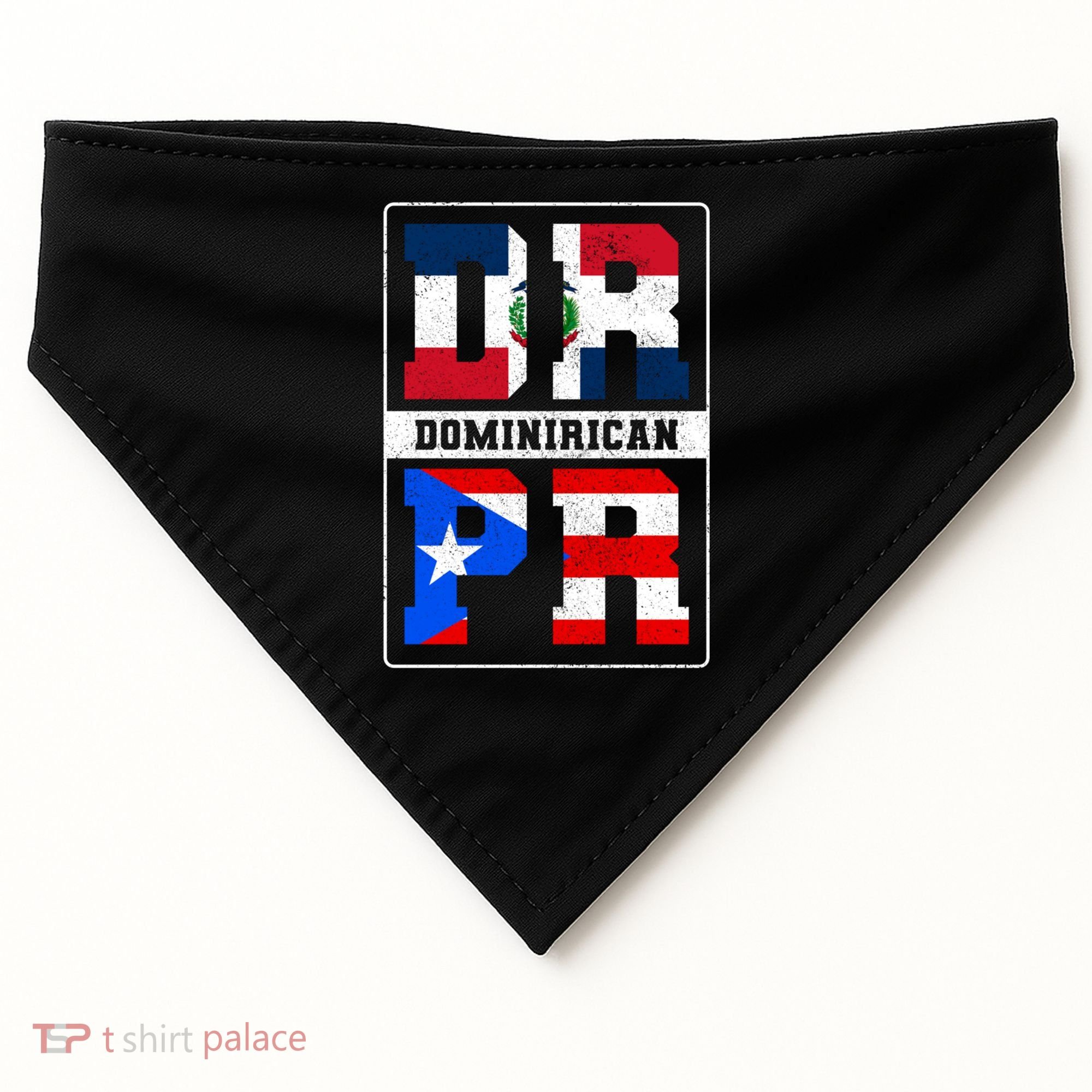 Puerto Rican Dominican Republic Dominirican Flag Pride Meaningful Gift USA-Made Doggie Bandana