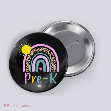 Pre-K Rainbow Teacher Student Back To School Button