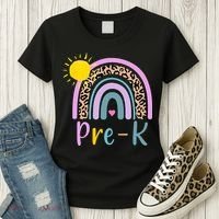 Pre-K Rainbow Teacher Student Back To School Women's T-Shirt thumb 3