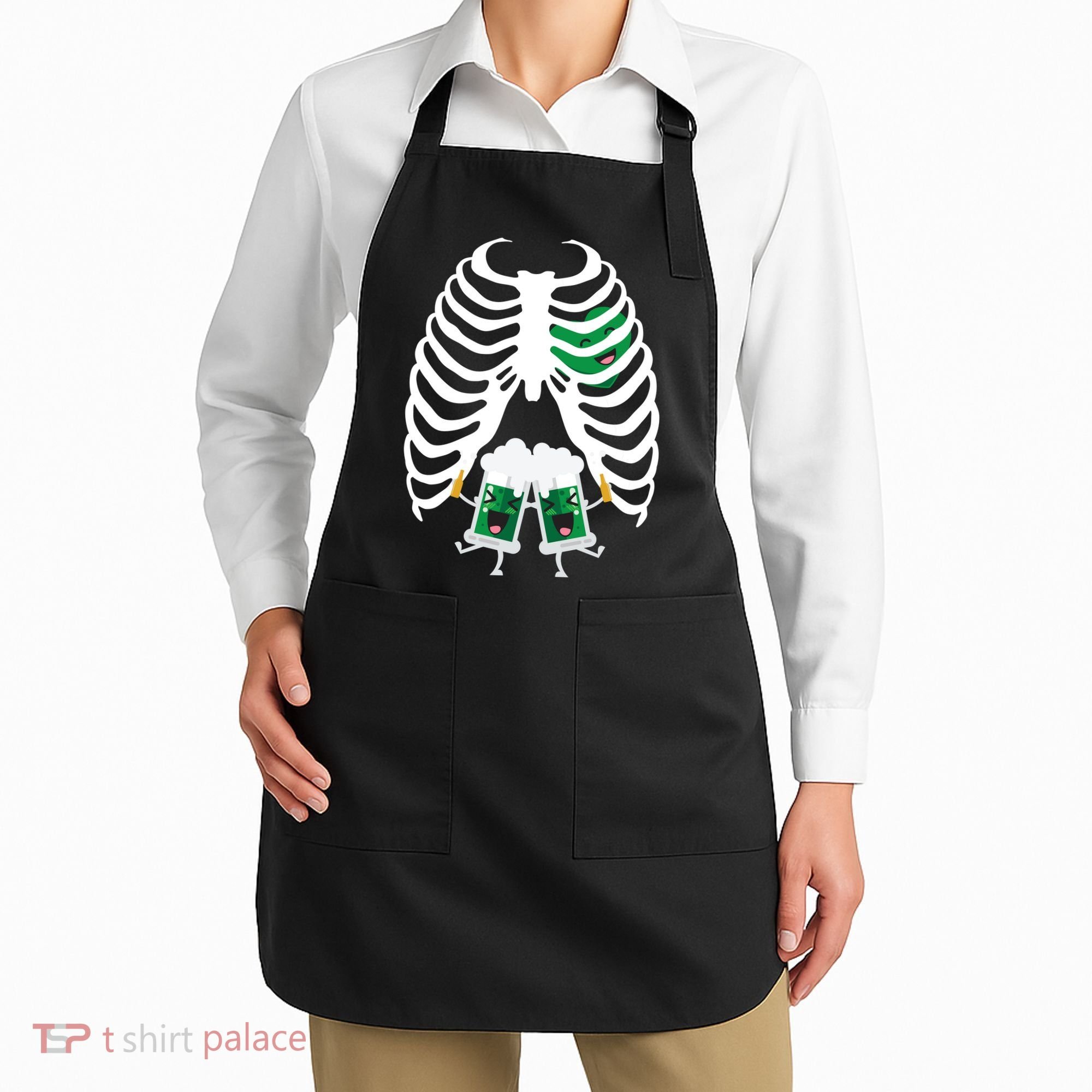 Pregnant Beer Skeleton Irish Baby Apron