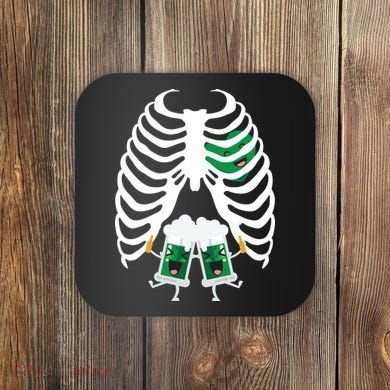 Pregnant Beer Skeleton Irish Baby Coaster