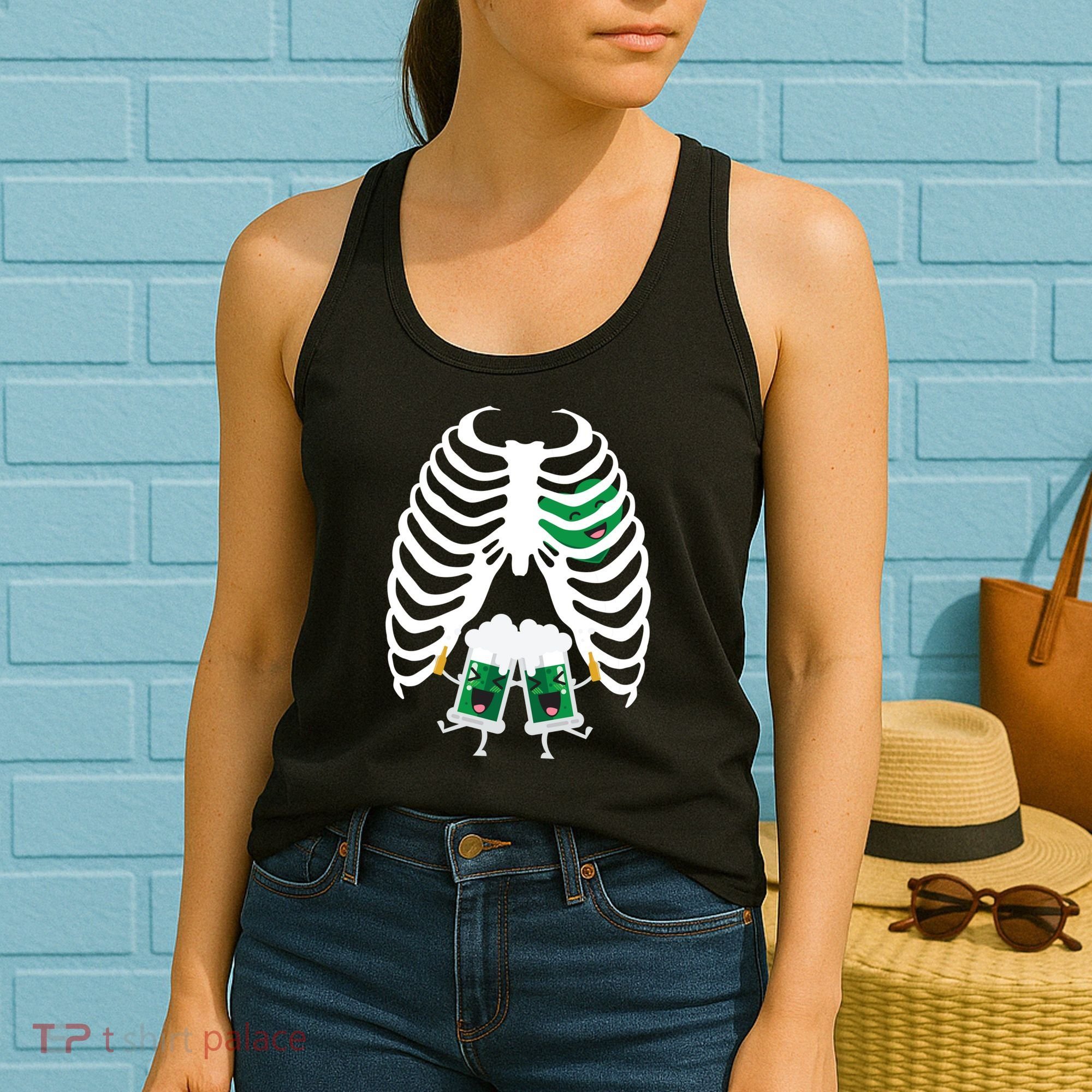 Pregnant Beer Skeleton Irish Baby Women's Tank Top