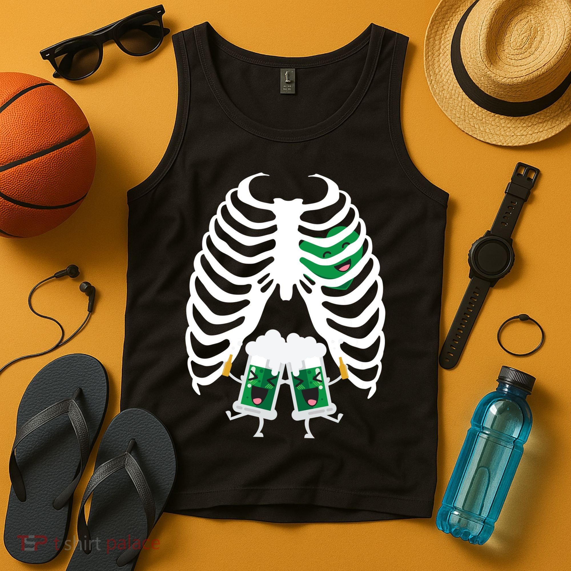 Pregnant Beer Skeleton Irish Baby Tank Top