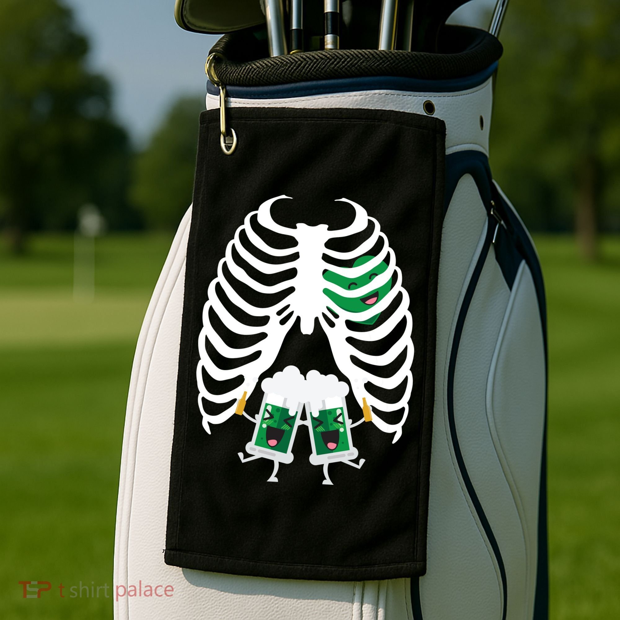 Pregnant Beer Skeleton Irish Baby Golf Towel
