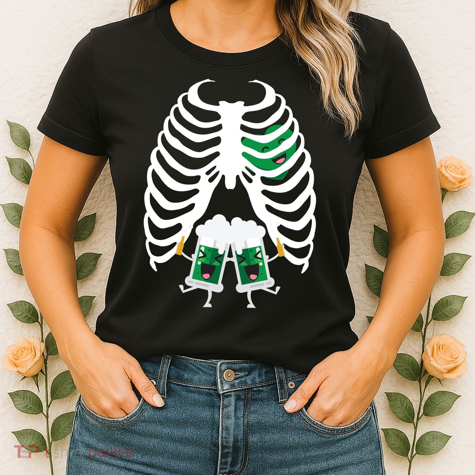 Pregnant Beer Skeleton Irish Baby Women's T-Shirt