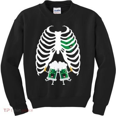 Pregnant Beer Skeleton Irish Baby Kids Sweatshirt