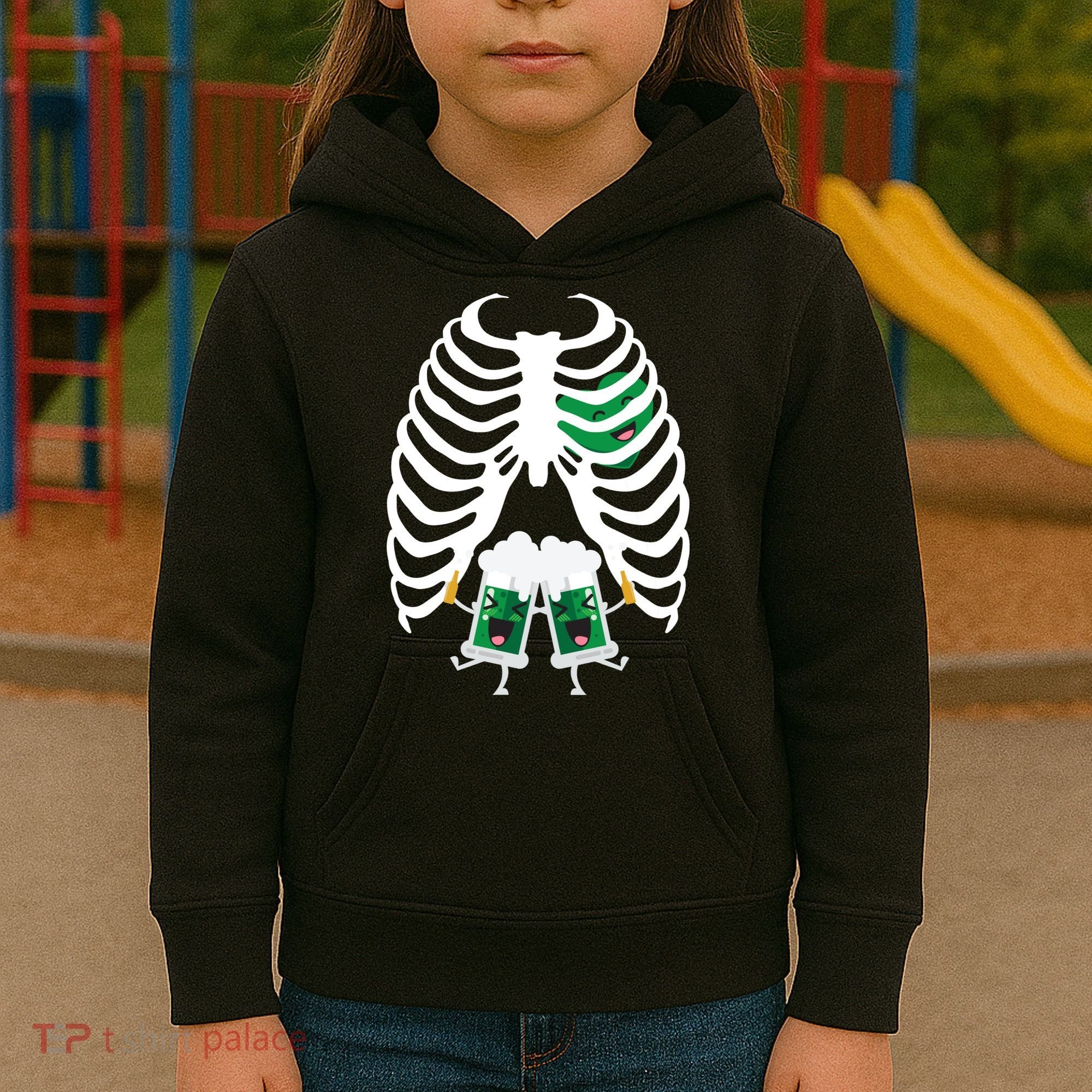 Pregnant Beer Skeleton Irish Baby Kids Hoodie
