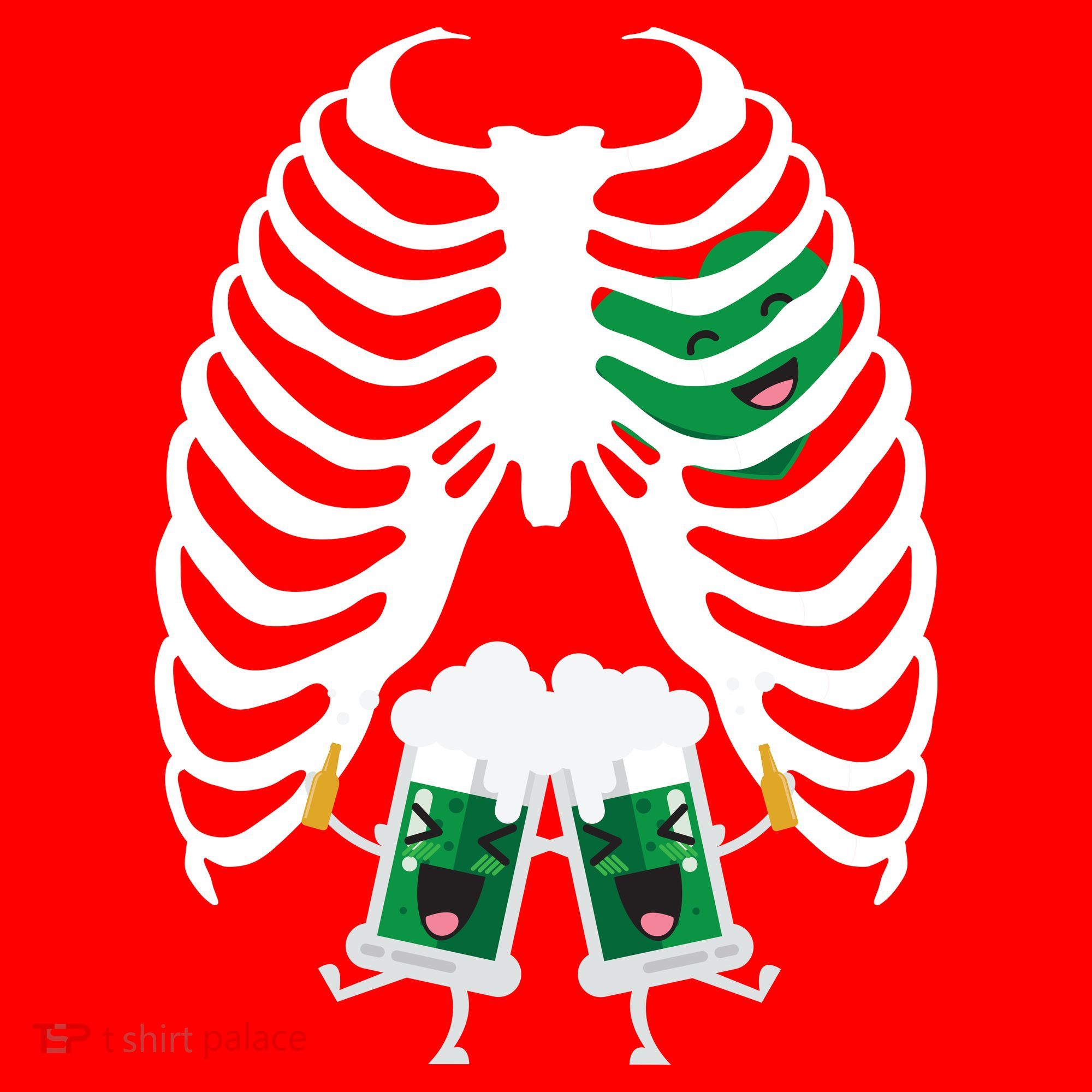 Pregnant Beer Skeleton Irish Baby Santa Hat