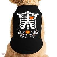 Pregnant Halloween Skeleton Baby Twins Witch Pumpkin Costume Doggie Tank thumb 0