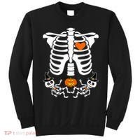 Pregnant Halloween Skeleton Baby Twins Witch Pumpkin Costume Sweatshirt thumb 0