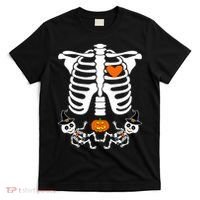 Pregnant Halloween Skeleton Baby Twins Witch Pumpkin Costume T-Shirt thumb 0