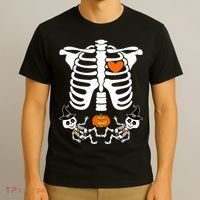 Pregnant Halloween Skeleton Baby Twins Witch Pumpkin Costume T-Shirt thumb 3