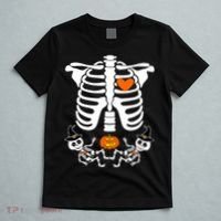 Pregnant Halloween Skeleton Baby Twins Witch Pumpkin Costume T-Shirt thumb 5