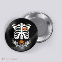 Pregnant Halloween Skeleton Baby Twins Witch Pumpkin Costume Button thumb 0