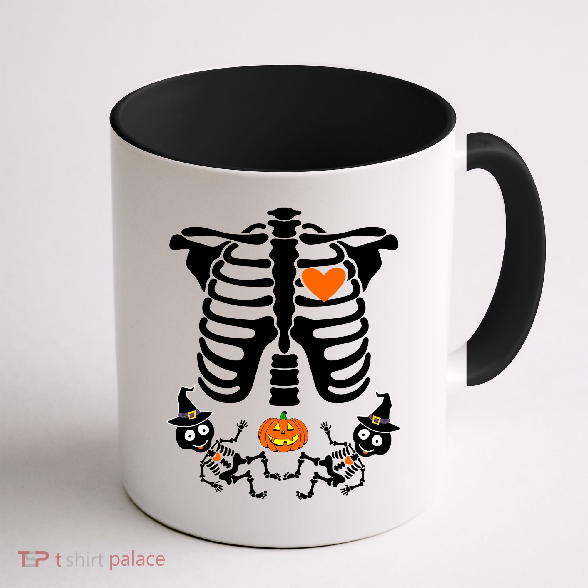 Pregnant Halloween Skeleton Baby Twins Witch Pumpkin Costume Coffee Mug
