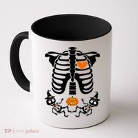 Pregnant Halloween Skeleton Baby Twins Witch Pumpkin Costume Coffee Mug thumb 0
