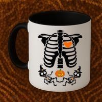 Pregnant Halloween Skeleton Baby Twins Witch Pumpkin Costume Coffee Mug thumb 2