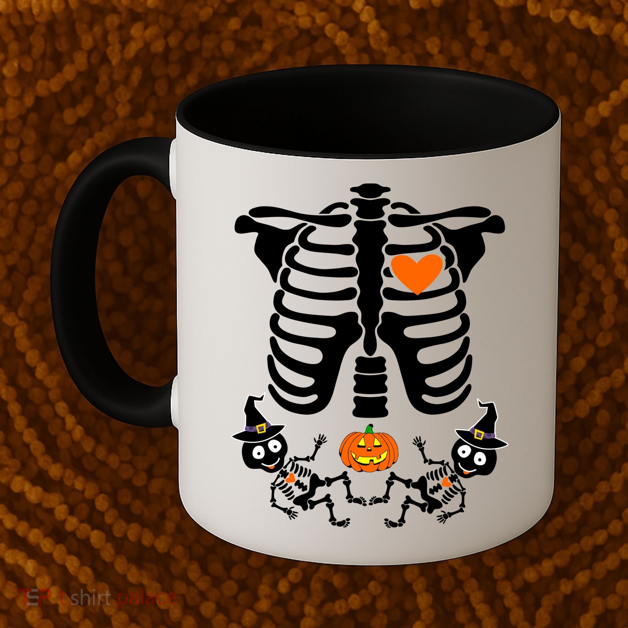 Pregnant Halloween Skeleton Baby Twins Witch Pumpkin Costume Coffee Mug