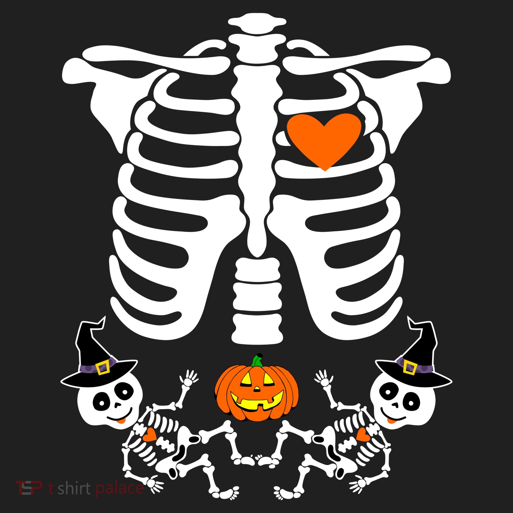 Pregnant Halloween Skeleton Baby Twins Witch Pumpkin Costume Beanie