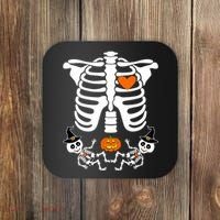 Pregnant Halloween Skeleton Baby Twins Witch Pumpkin Costume Coaster thumb 0