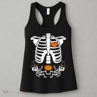 Pregnant Halloween Skeleton Baby Twins Witch Pumpkin Costume Women's Tank Top thumb 3