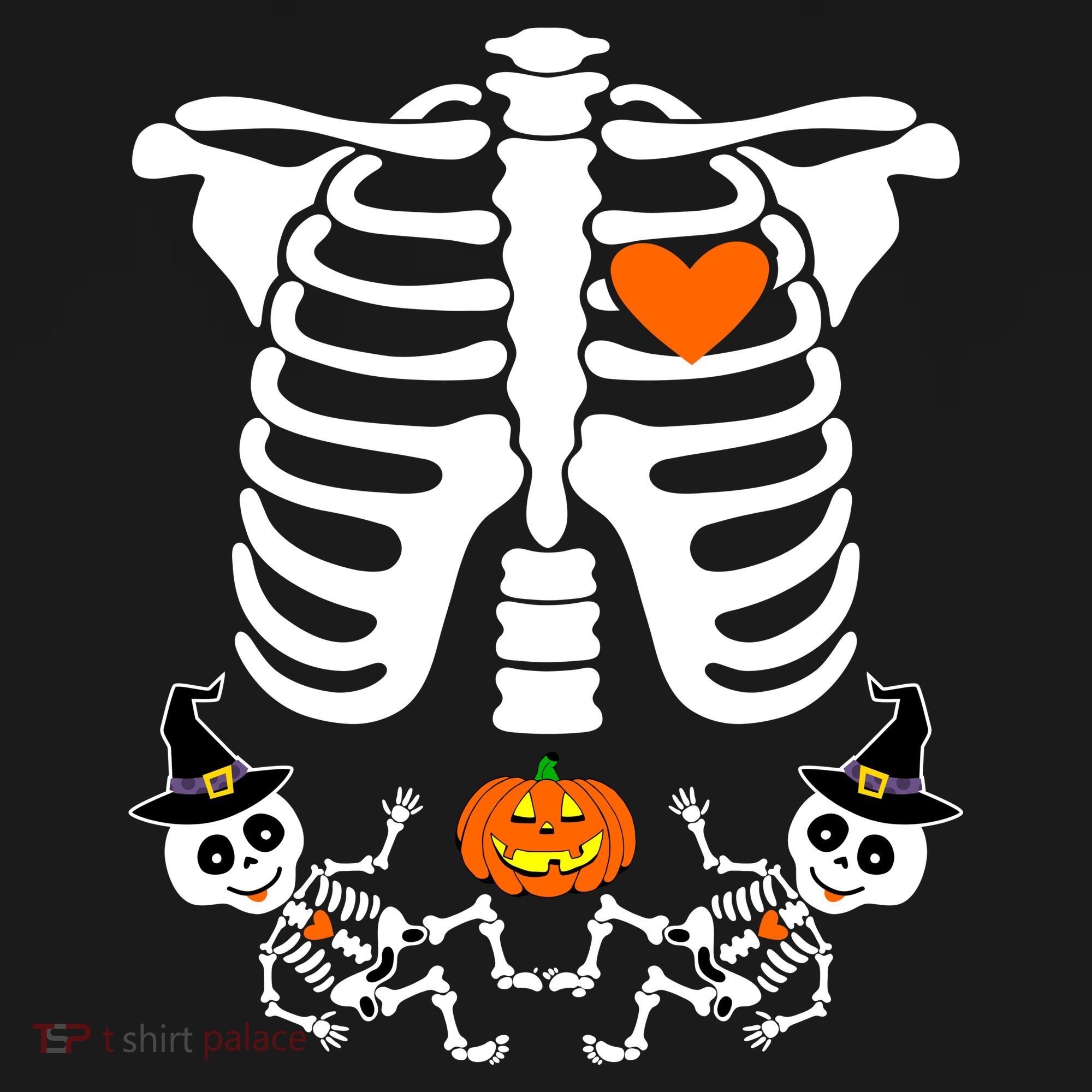Pregnant Halloween Skeleton Baby Twins Witch Pumpkin Costume Tank Top