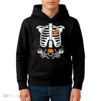 Pregnant Halloween Skeleton Baby Twins Witch Pumpkin Costume Kids Hoodie thumb 4