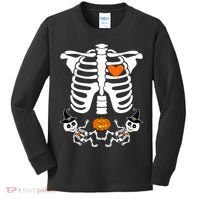 Pregnant Halloween Skeleton Baby Twins Witch Pumpkin Costume Kids Long Sleeve Shirt thumb 0
