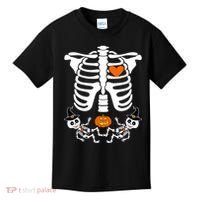 Pregnant Halloween Skeleton Baby Twins Witch Pumpkin Costume Kids T-Shirt thumb 0