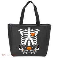Pregnant Halloween Skeleton Baby Twins Witch Pumpkin Costume Tote Bag thumb 0