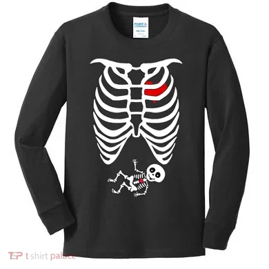 Pregnant Skeleton Kids Long Sleeve Shirt