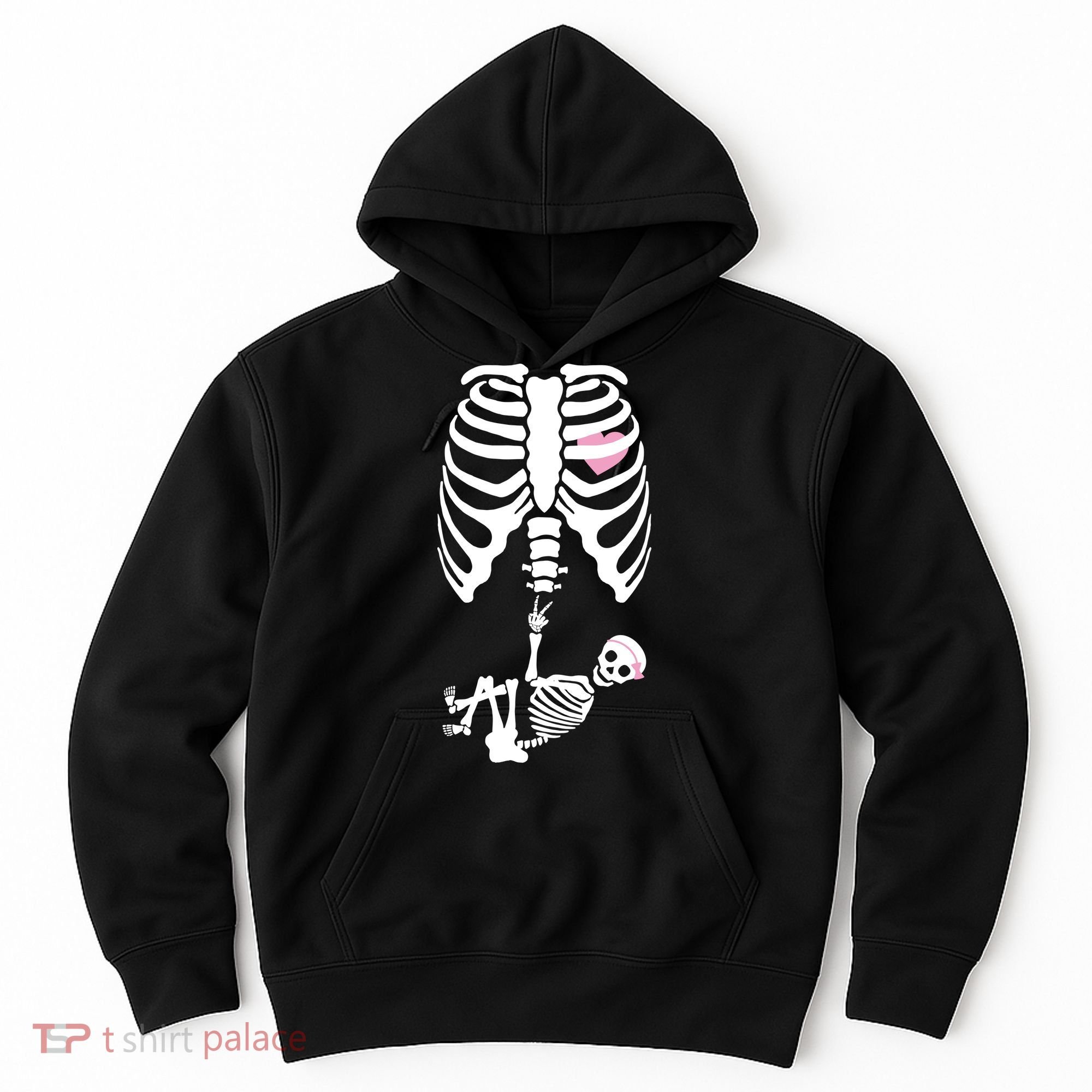 Pregnant Skeleton Baby Girl Halloween Costume Hoodie