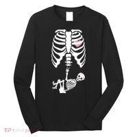 Pregnant Skeleton Baby Girl Halloween Costume Long Sleeve Shirt thumb 0