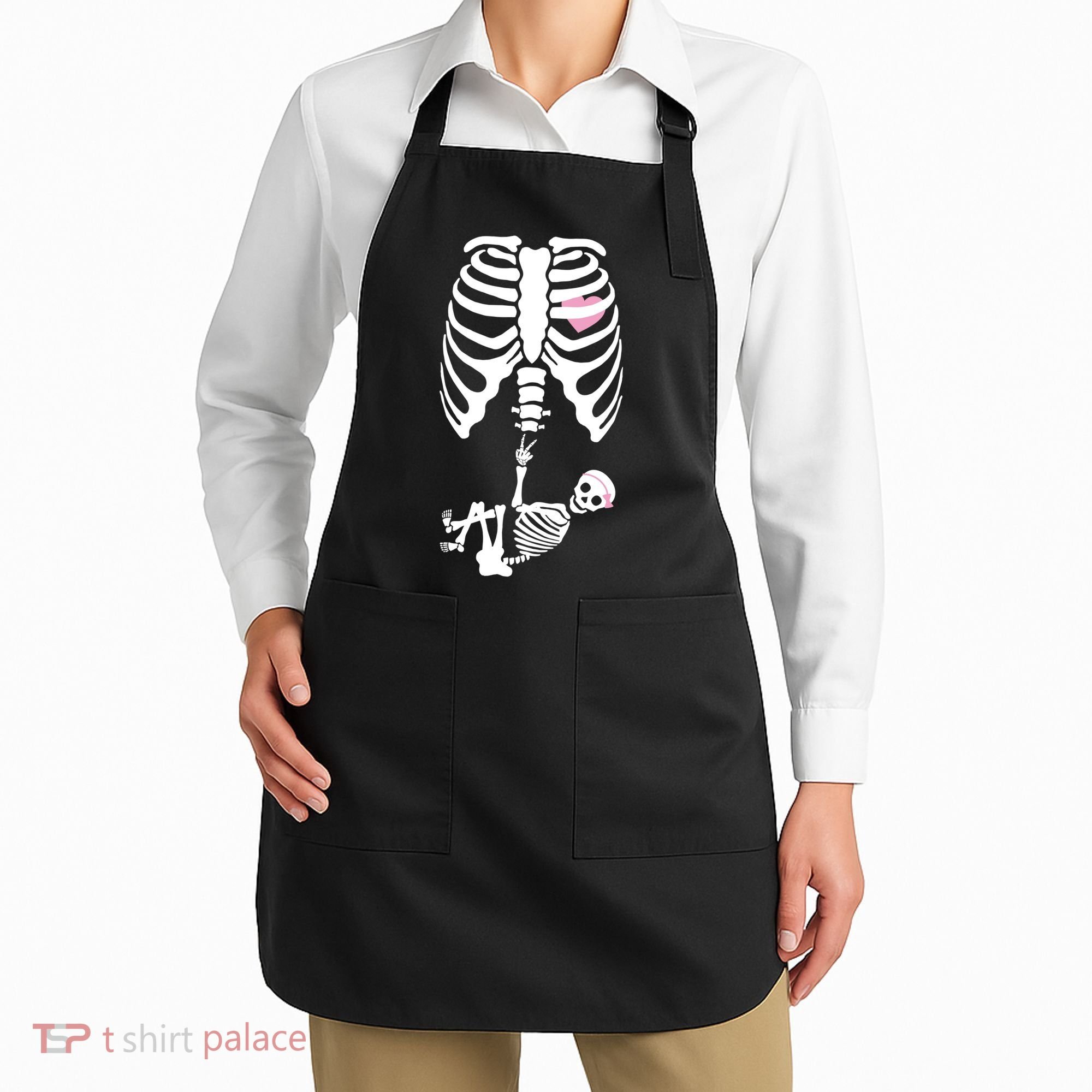 Pregnant Skeleton Baby Girl Halloween Costume Apron