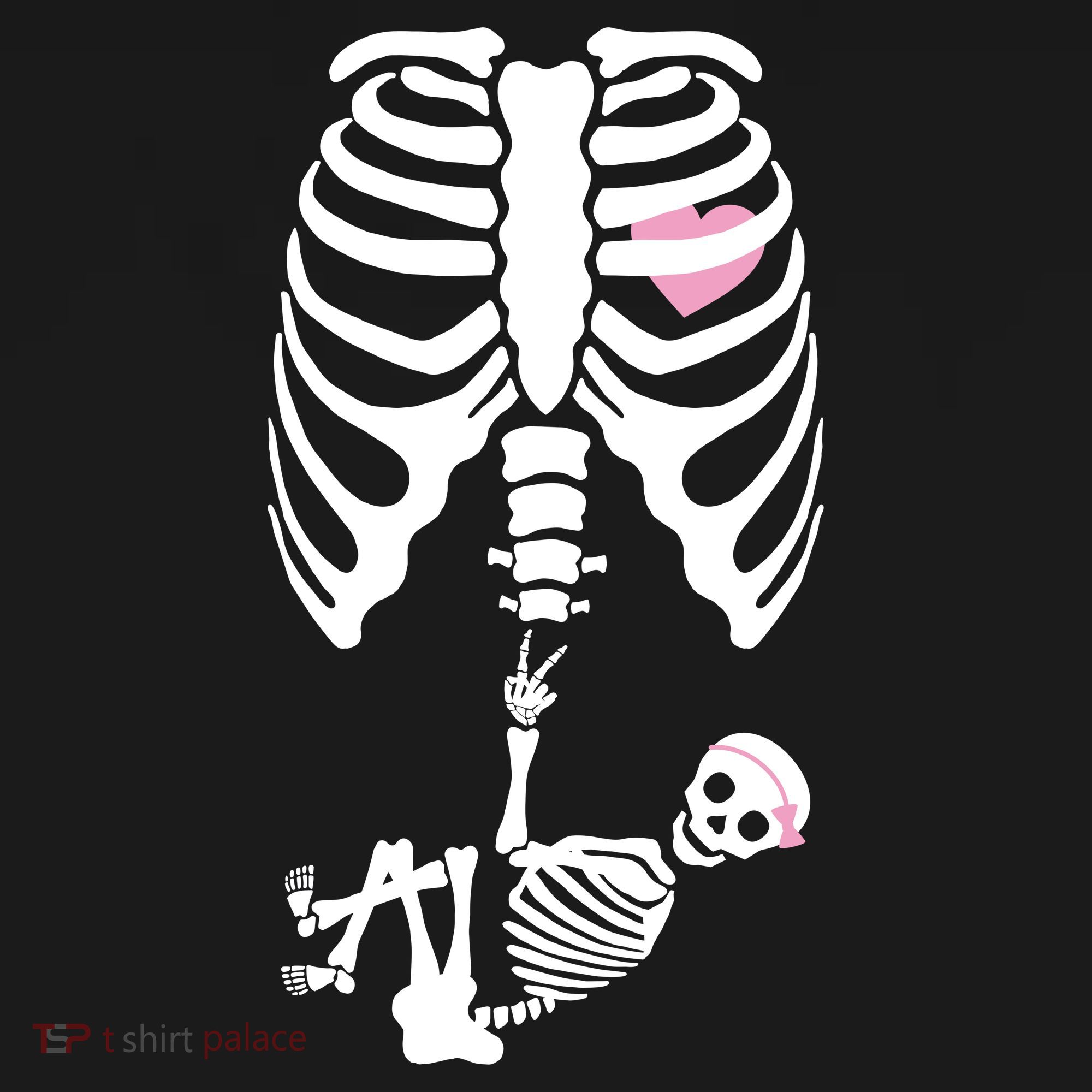 Pregnant Skeleton Baby Girl Halloween Costume T-Shirt
