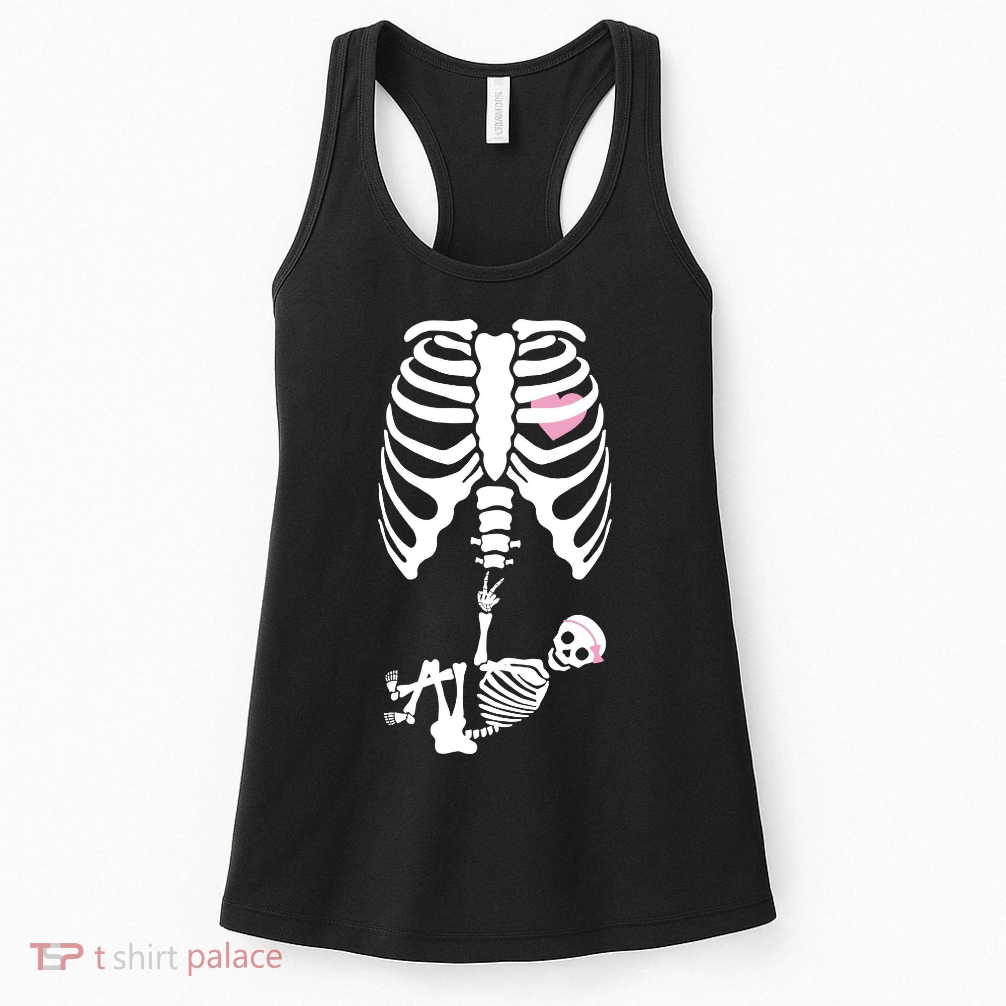 Pregnant Skeleton Baby Girl Halloween Costume Women's Tank Top