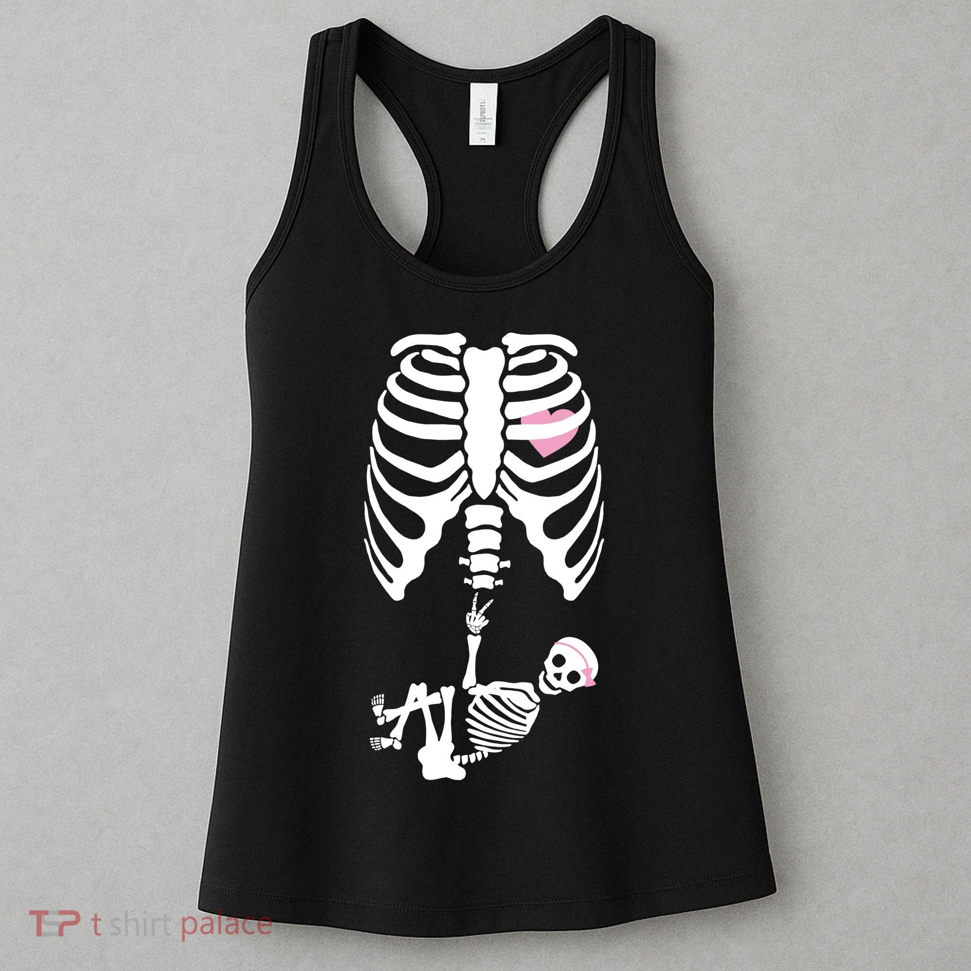 Pregnant Skeleton Baby Girl Halloween Costume Women's Tank Top