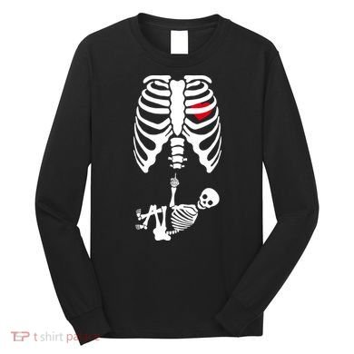 Pregnant Skeleton Baby Middle Finger Costume Long Sleeve Shirt