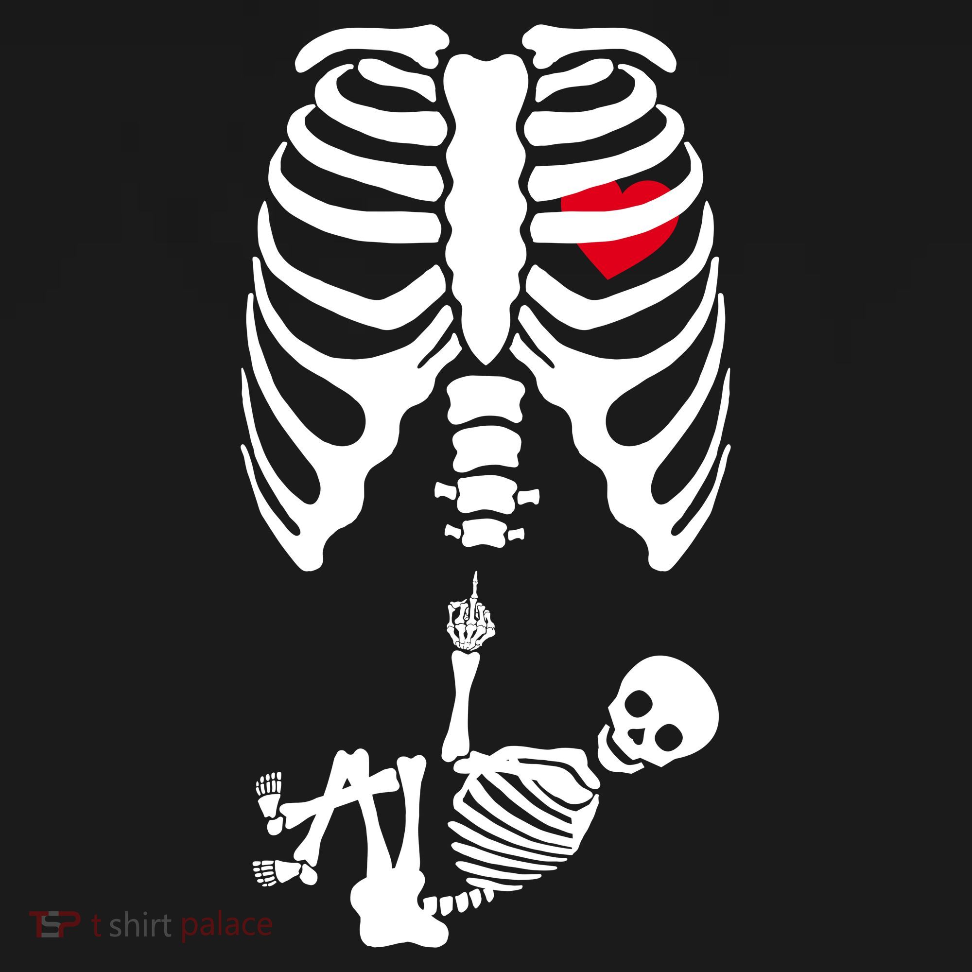 Pregnant Skeleton Baby Middle Finger Costume Apron